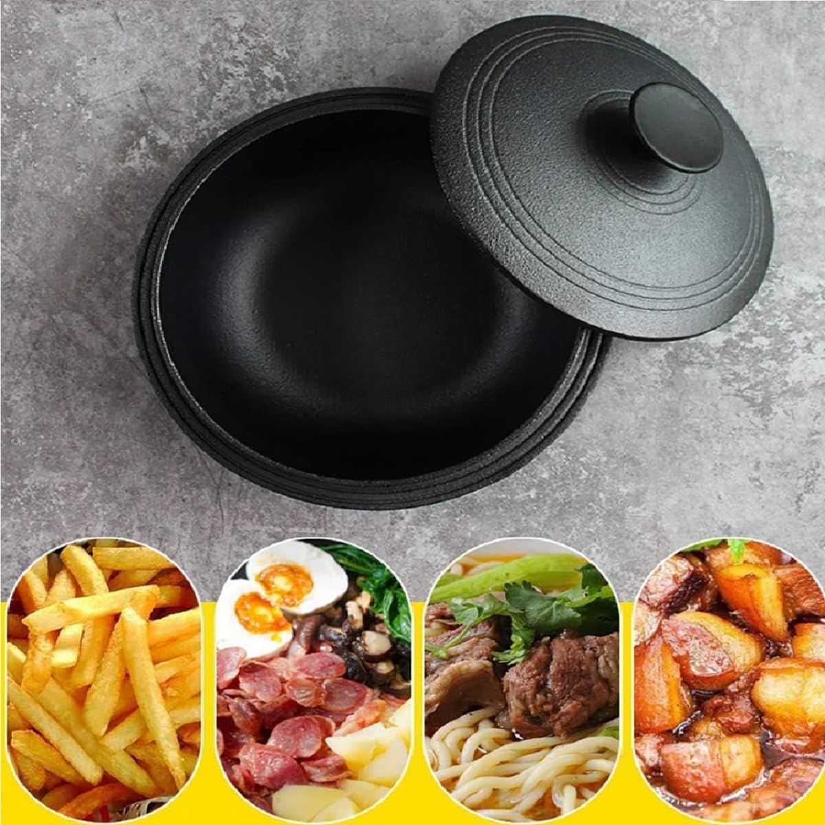 Juego de horno holandés de hierro fundido, presazonado, olla resistente con tapa de sartén, apto para horno, parrilla, estufa, barbacoa y cocina de inducción