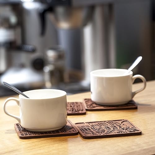 Miniatura 4 de Bogotá Map Coaster, juego de 4, posavasos de madera Sapele con mapa de la ciudad, múltiples ciudades opcionales, hecho a mano