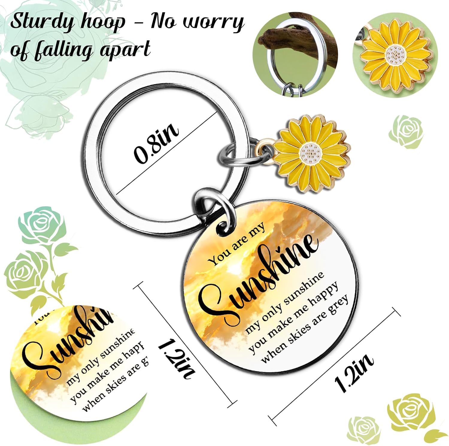 You Are My Sunshine Gifts For Women Inspirational Gift For Women Valentines Day Gifts for Her Him Girlfriend Best Friend Coworker Long Distance Relationship Gift Sunflower Keychain