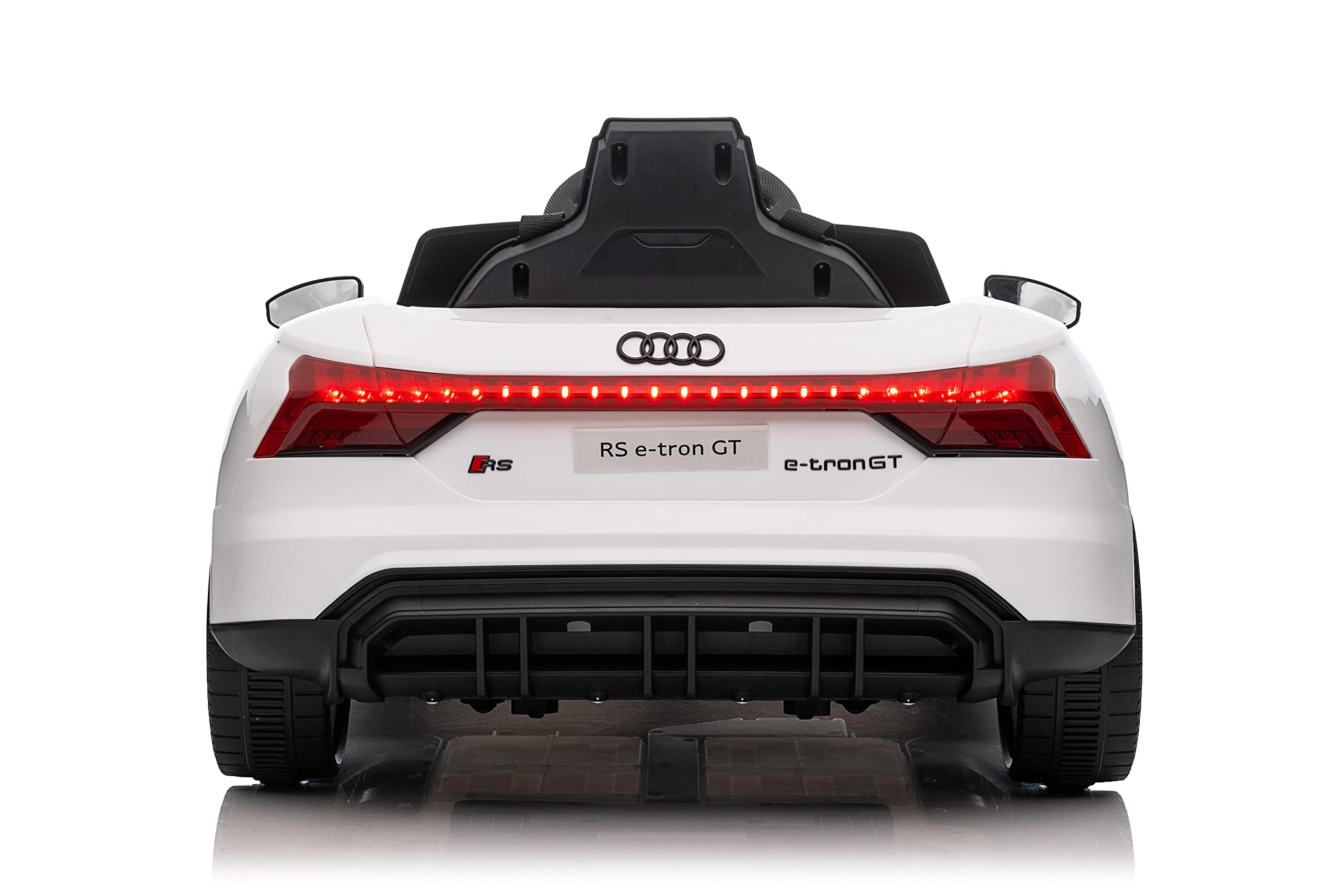 FINOOS Kinder Elektroauto Audi RS-e-tron 12V Kinderauto mit 2,4 GHz Fernbedienung, Kinderfahrzeug mit Hupe, LED, Musik, Sanftstart, Elektrofahrzeug mit Hilfsrad, für 1-4 Jahre Kinder (Weiß)