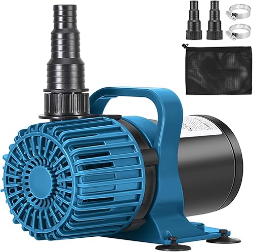Bomba de estanque de 1600 GPH para estanques al aire libre y jardín acuático, dirección de flujo ajustable de 180, bomba de fuente ultra silenciosa