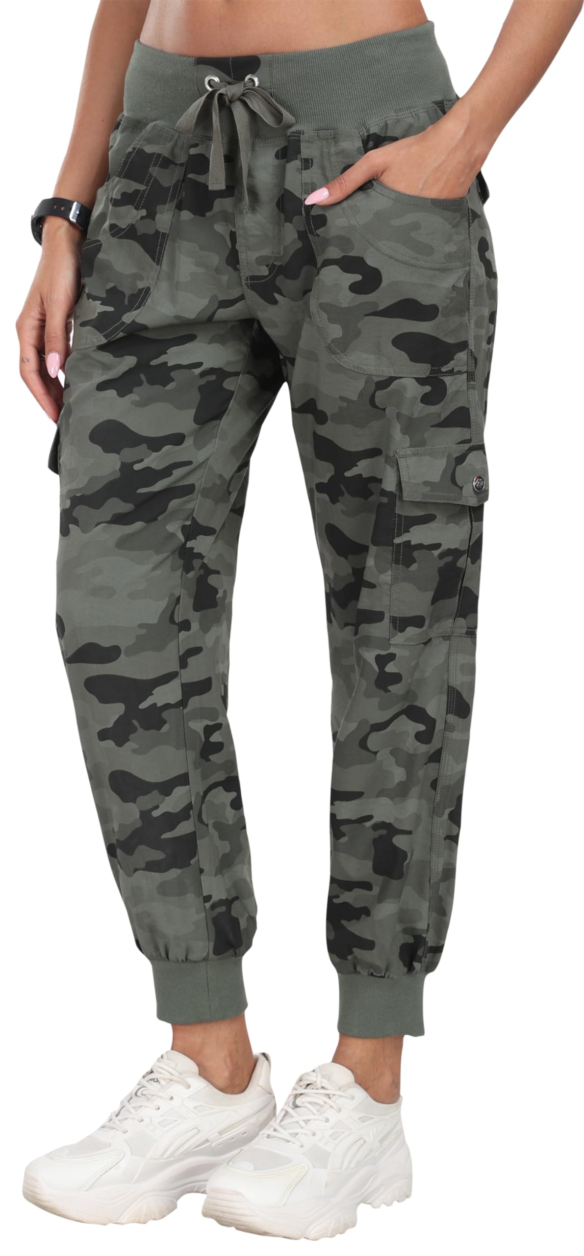 JINSHI Pantalones Mujer Cargo Pantalón Largo Trabajo Pant Deportivo Jogger Cintura Alta con Bolsillos