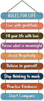 Artvibes Rules for Life Quotes Printed Mdf Wooden Wall Hanging | Living Room | Office | Home Decor Items | Gifts | Wall Art For Hall | Modern Wall Decorative Accessories for Home Decoration (WH_9310N)