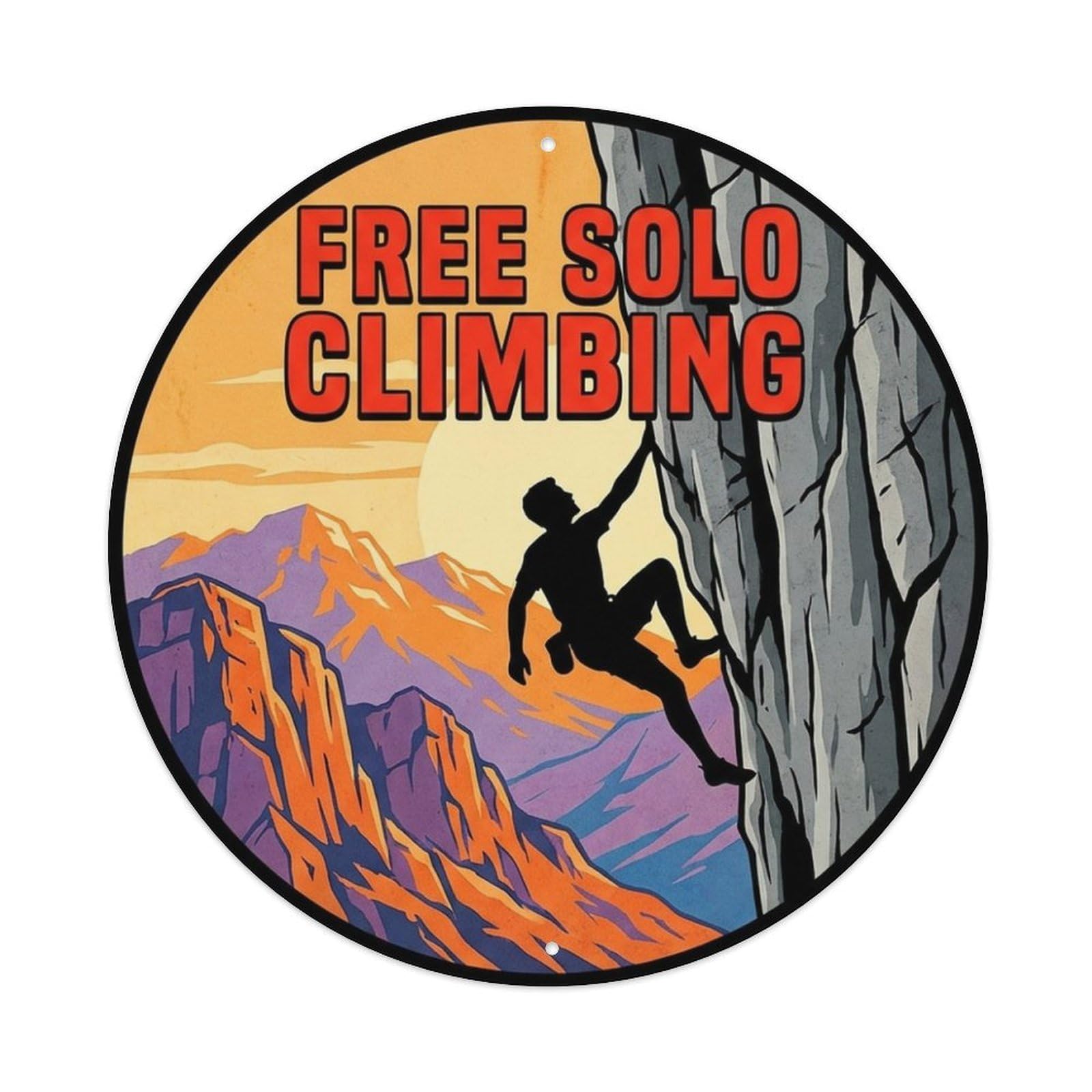 Free Climbing Extreme Sports Vintage Illustration Metal Tin Sign