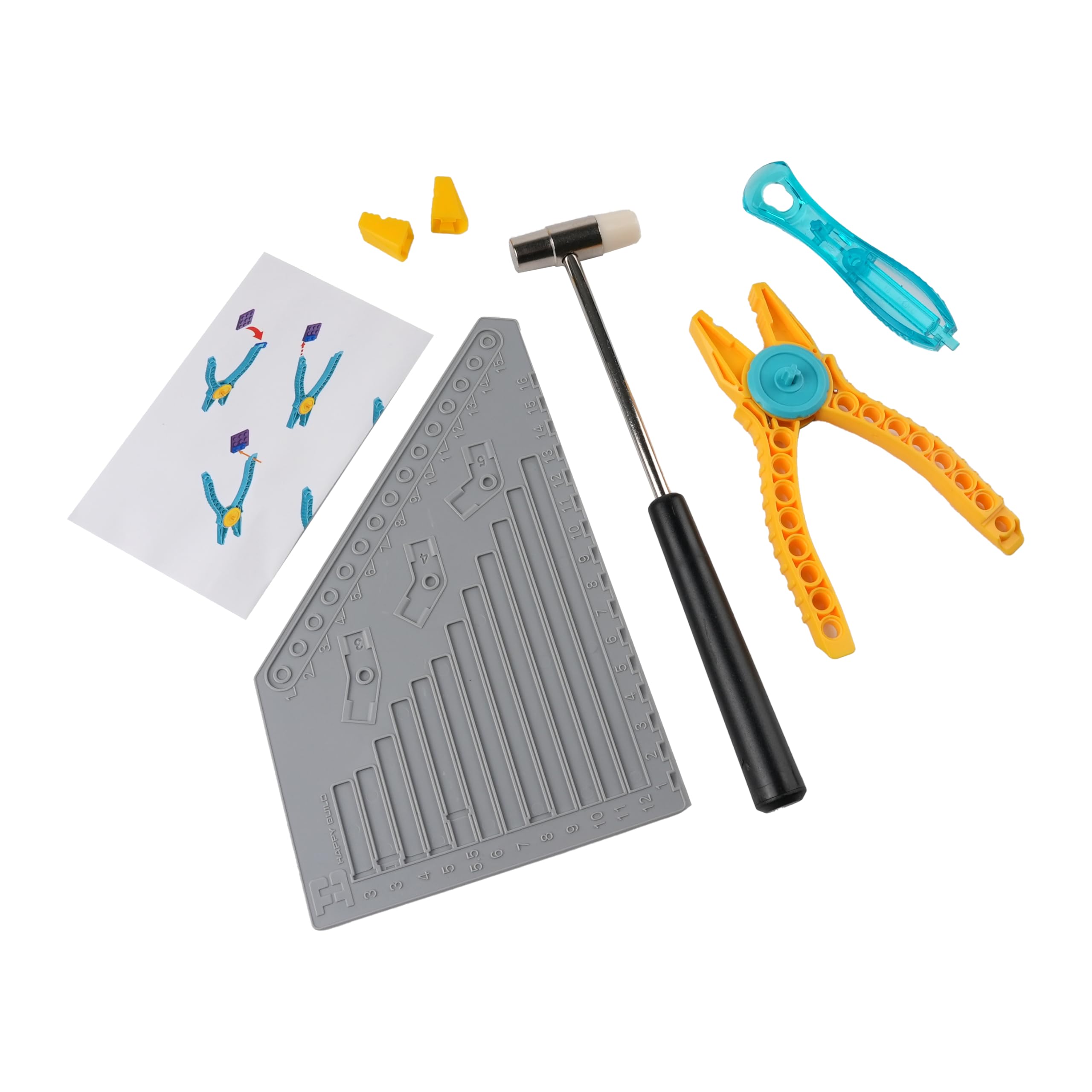 Building Blocks Tool Kit, 4-in-1 Brick Separator Set with Pliers, Lifter, Hammer & Measuring Plate for Effortless Assembly and Disassembly