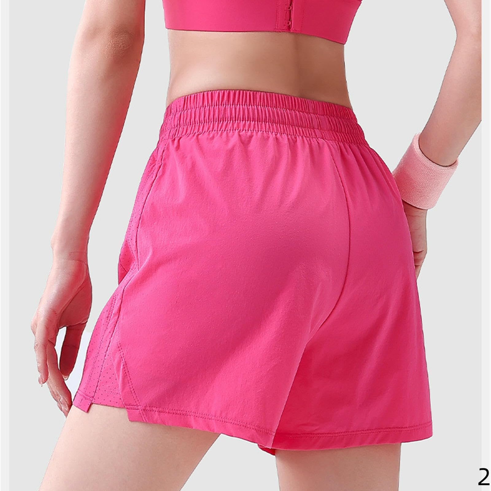 Short Femme Pantalons De Sport Formation Anti-Exposition Running Shorts Fitness Yoga Pantalon en Mailles Respirantes-Blanc Crème-l
