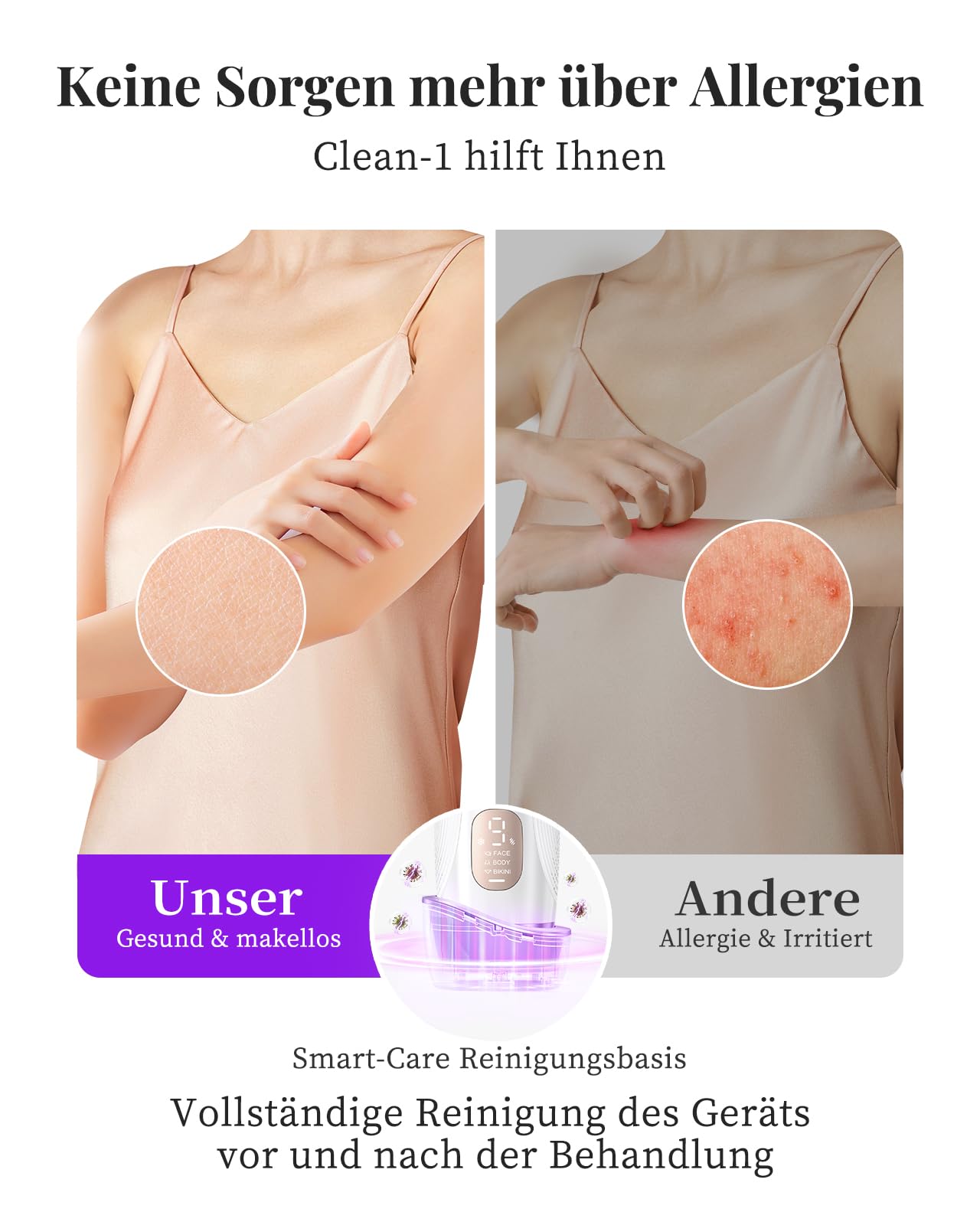 Haarlosy IPL Geräte Haarentfernung Laser mit Gefrierfunktion und Reinigungslicht