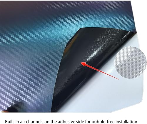 Miniatura 5 de Envoltura de vinilo de fibra de carbono, envoltura de vinilo púrpura brillante para automóvil, encantador azul camaleón a morado, autoadhesiva de 1