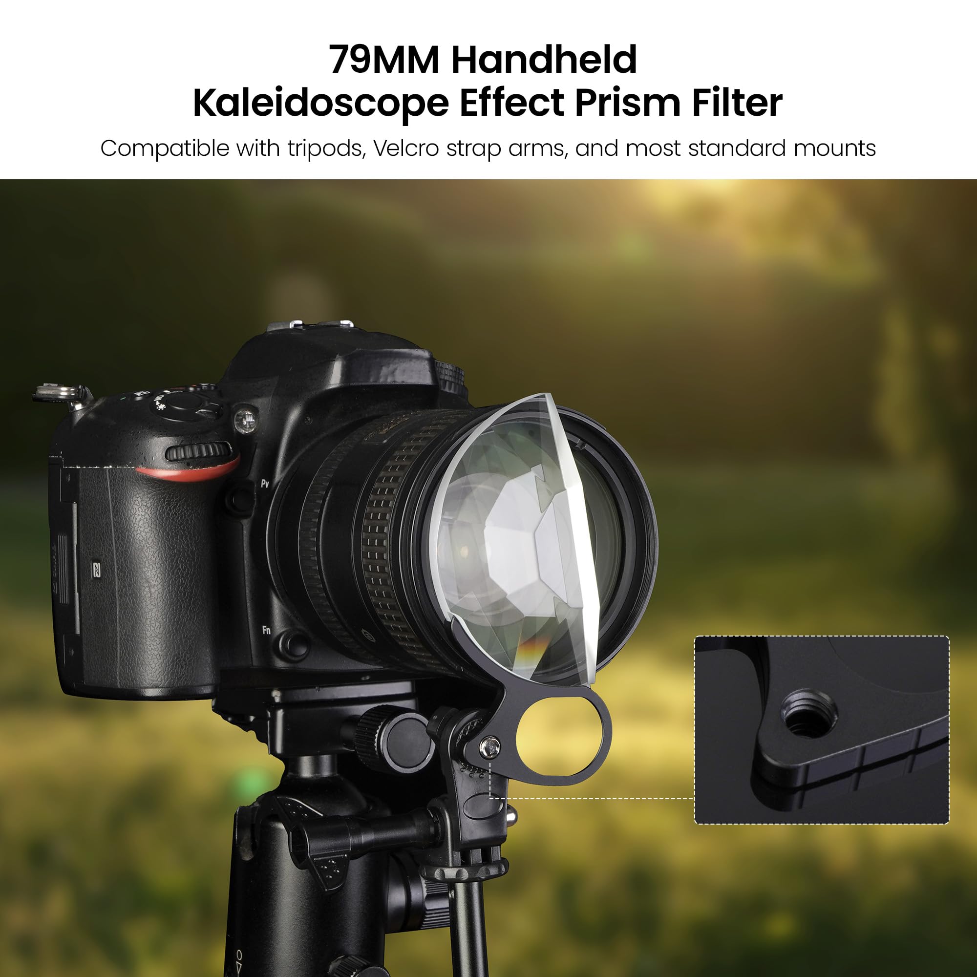 WalkingWay 8-stronny filtr pryzmatowy 79 mm przenośne szkło optyczne K9 do fotografii i wideo kreatywne efekty kalejdoskopu, do lustrzanek cyfrowych akcesoriów do kamer