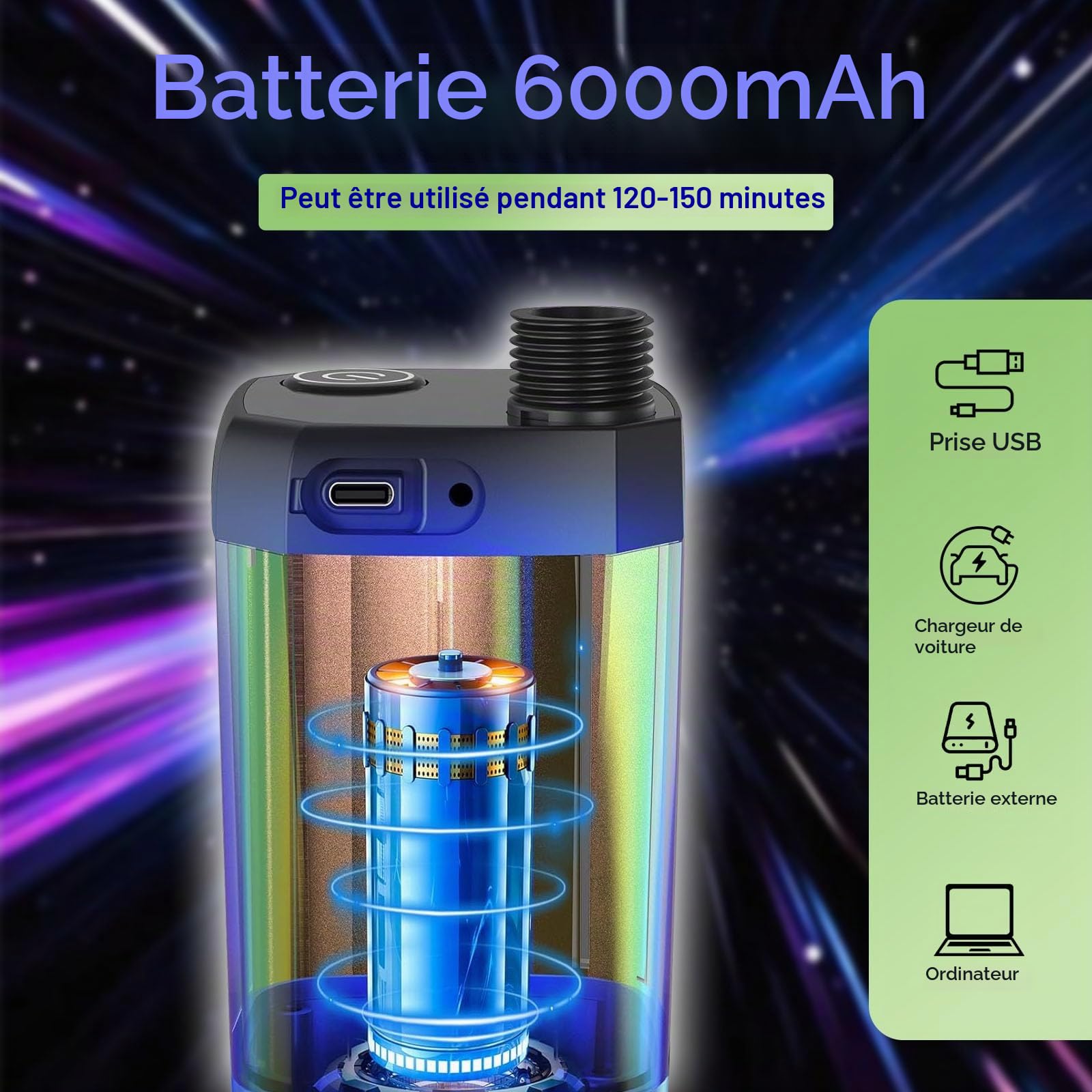 Douche Camping Portable 6000mAh avec Pompe, écran LED – Douche Extérieure IPX7, Douchette, pour Jardin, Plage, Voyage & Animaux