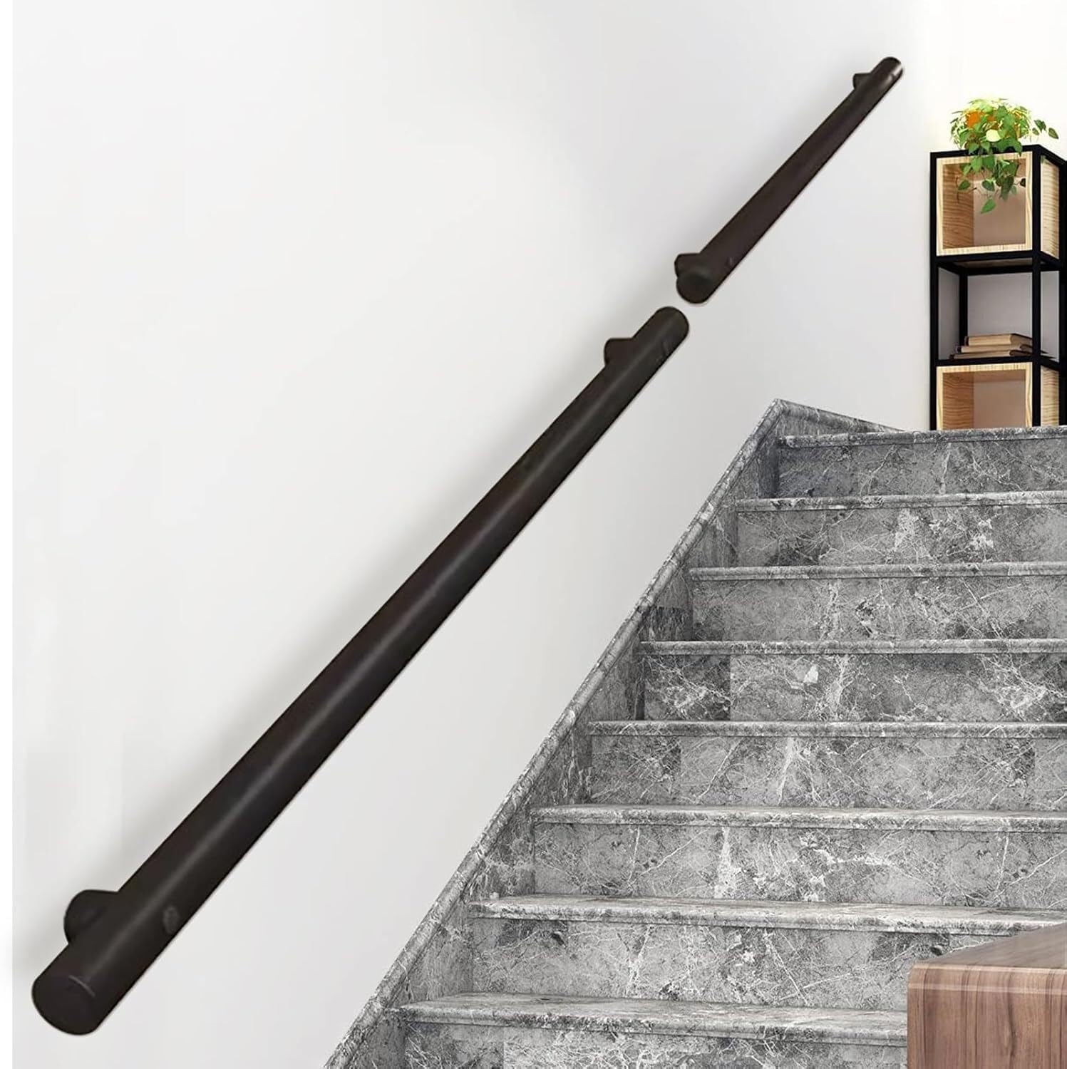 X&Z-XAOY Treppenhandlauf 3.3FT-15FT Wandmontierte Fußschienenstütze Stahlrohr-Treppengeländer Handläufe 1m 1.5m 2m 2.5m Treppengeländer(480cm)