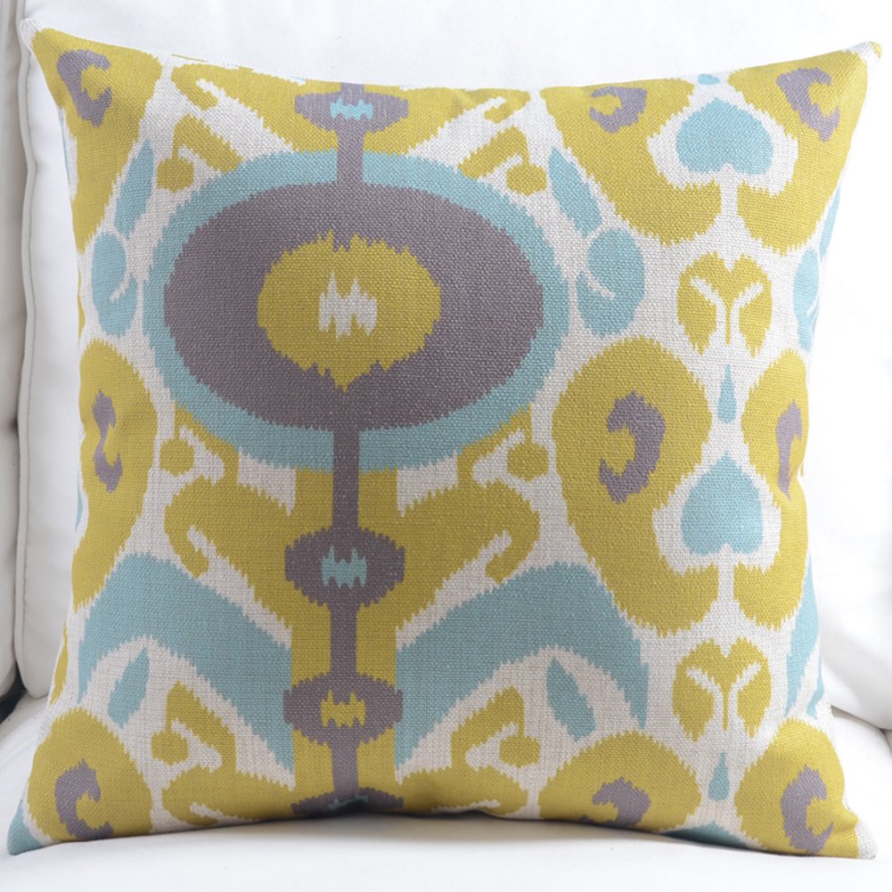 Oreiller en coton haut de gamme 55x55cm aux motifs géométriques d'Asie