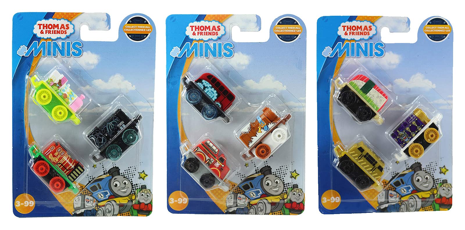 Thomas & Friends Minis 3 Pack - Set of all 9 Characters: Easter Emily, Dragon Diesel & Chinese New Year Yong Bao, Dog Thomas, Flynn & X-Ray Bertie, D-10, Queen Belle & Sushi Bertie
