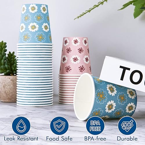 Miniatura 4 de Paquete de 1200 vasos de papel de 5 onzas, 600 tazas blancas para baño y enjuague bucal, 600 vasos coloridos