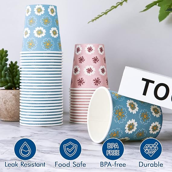 600 Pack 5oz Paper Cups, Colorful Disposable Cups, Mini Mouthwash Cups, Cold Drinking Cup for Travel, Party and Event