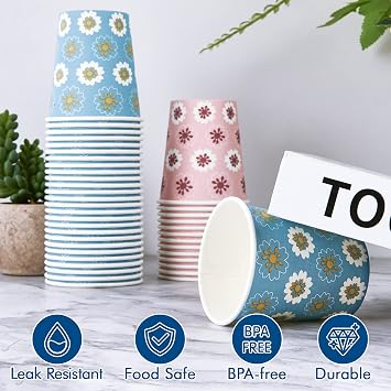 600 Pack 5oz Paper Cups, Colorful Disposable Cups, Mini Mouthwash Cups, Cold Drinking Cup for Travel, Party and Event