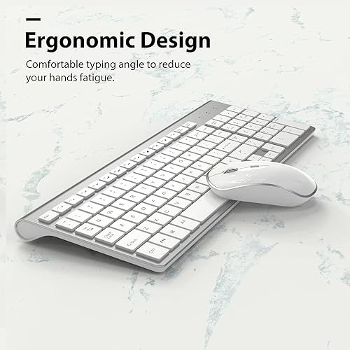 Miniatura 3 de J JOYACCES - Teclado inalámbrico y mouse compacto y ultra delgado de 2,4 G para Windows, computadora, escritorio, PC, computadora portátil, plateado
