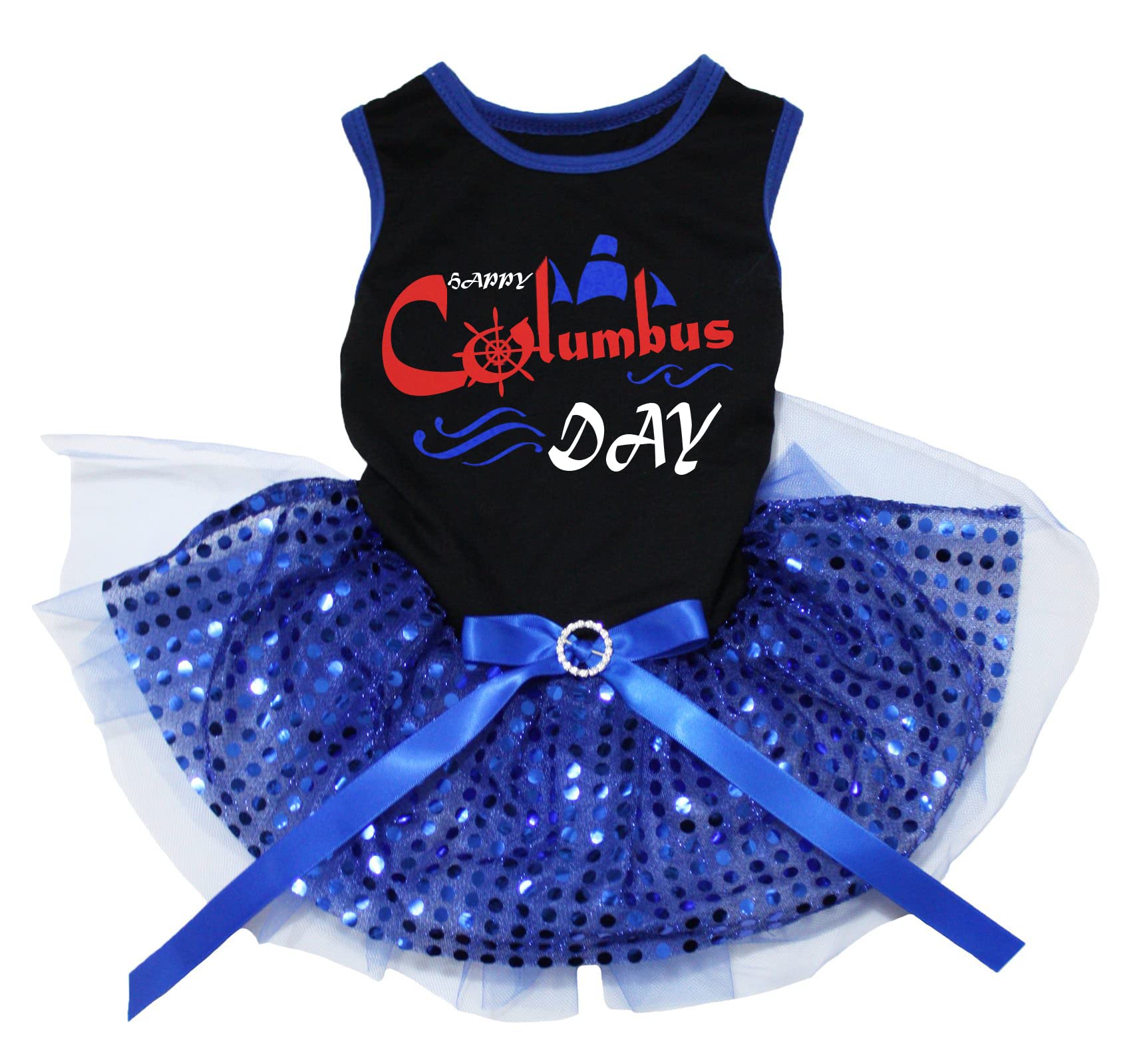 Robe pour chiot à paillettes noir et bleu S Columbus Day