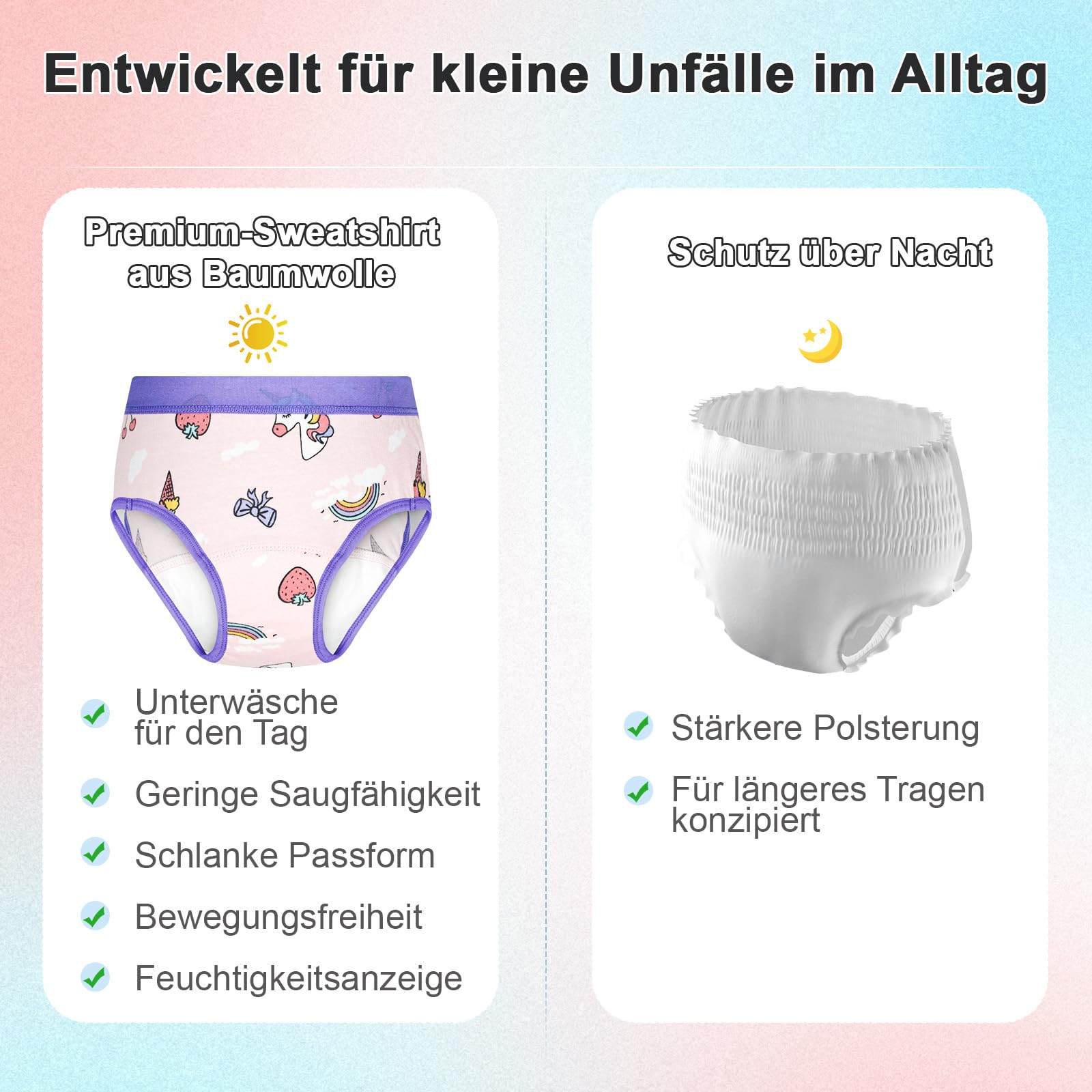 FLYISH DIRECT Trainingshosen für Kleinkinder, Baumwollunterwäsche für Jungen und Mädchen zum Töpfchentraining, verbesserte Auslaufsicherheit für den Übergang zum Töpfchentraining