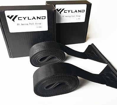 RV Awning Accessories Pull Straps, 108inches Upgraded RV Camper Parts Fits for Travel Trailer,Universal Patio Awning Pull Straps 2pcs Black