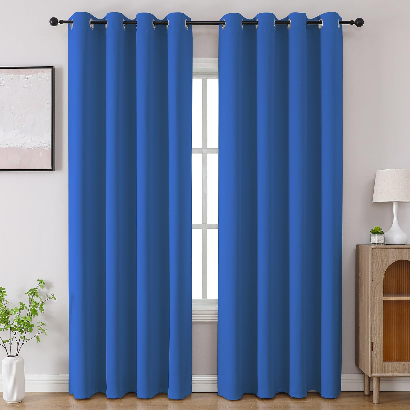 CUCRAF Cortinas Opacas para Dormitorio, Aislamiento térmico, oscurecimiento de la habitación, Cortinas de Ventana y Cortinas para Sala de Estar, 2 Paneles, 52 x 95 Pulgadas, Color Azul Oscuro