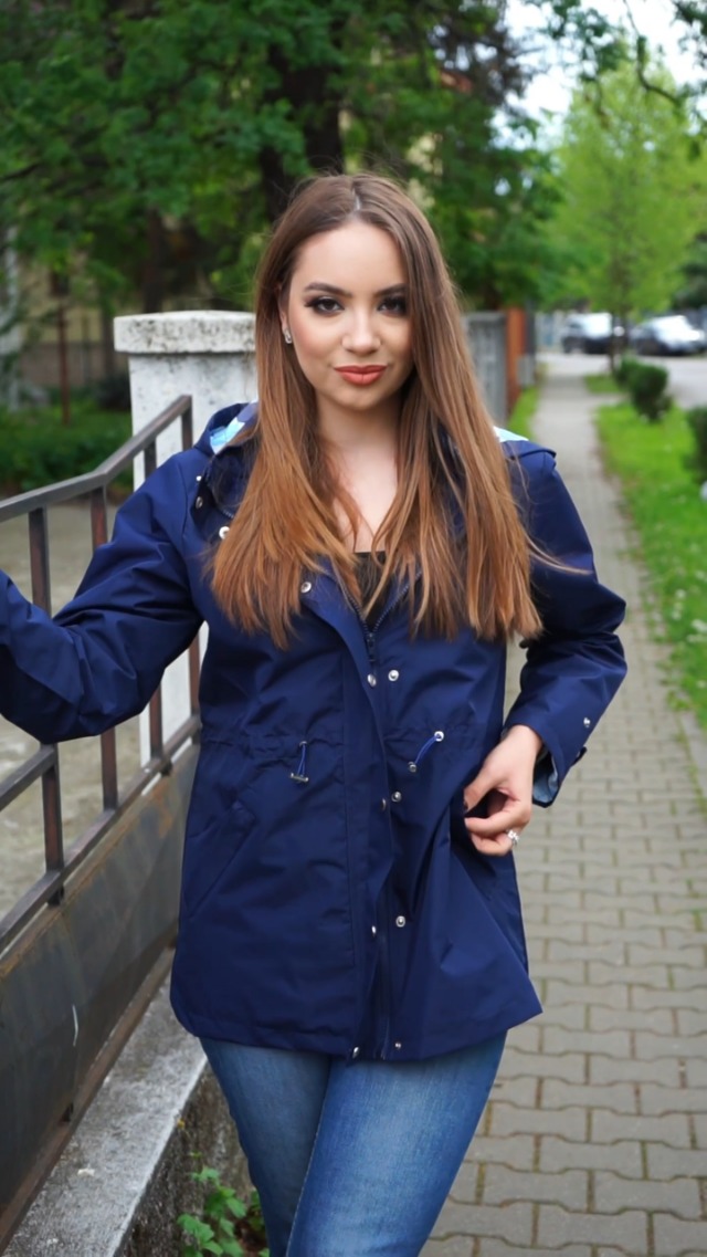 Avoogue Women's Long Raincoat - Waterproof Jacket With Cinch Waist, Big Hood & Elastic Cuffs (All Weather Protection)
