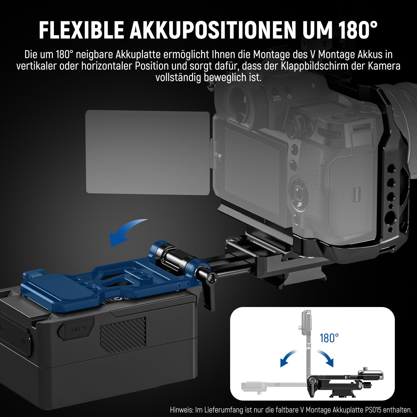 Neewer Faltbare V-Halterung Batterieplatte mit Arca-Typ-Kamera-Grundplatte für RS4 RS3 Gimbal & Stativ – Bild 7
