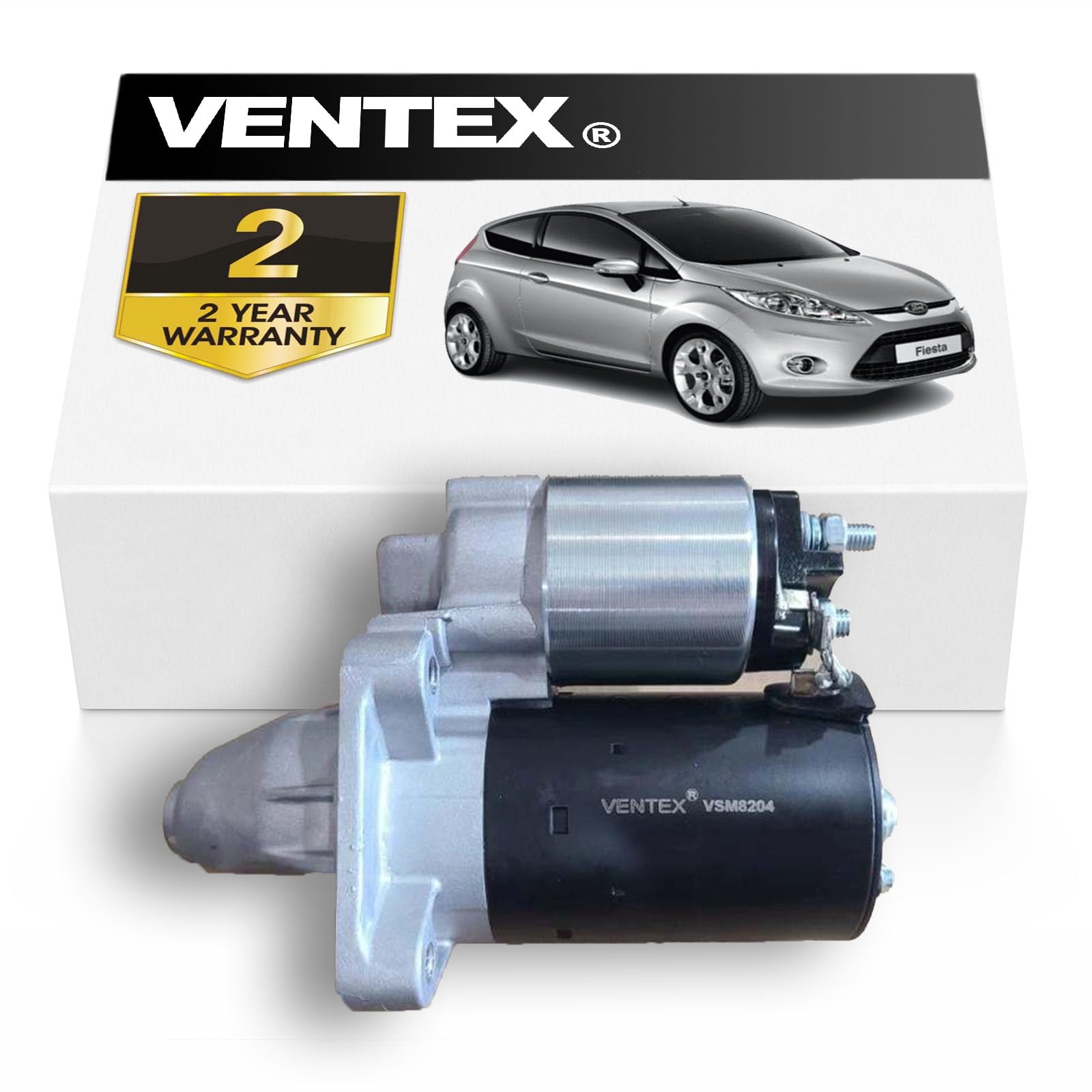 VENTEX® Starter Motor VSM8204 compatible with Ford petrol 1.25 1.4 1.5 1.6 Fiesta Focus B-Max C-Max Ecosport Mondeo + Volvo C30 S40 V50