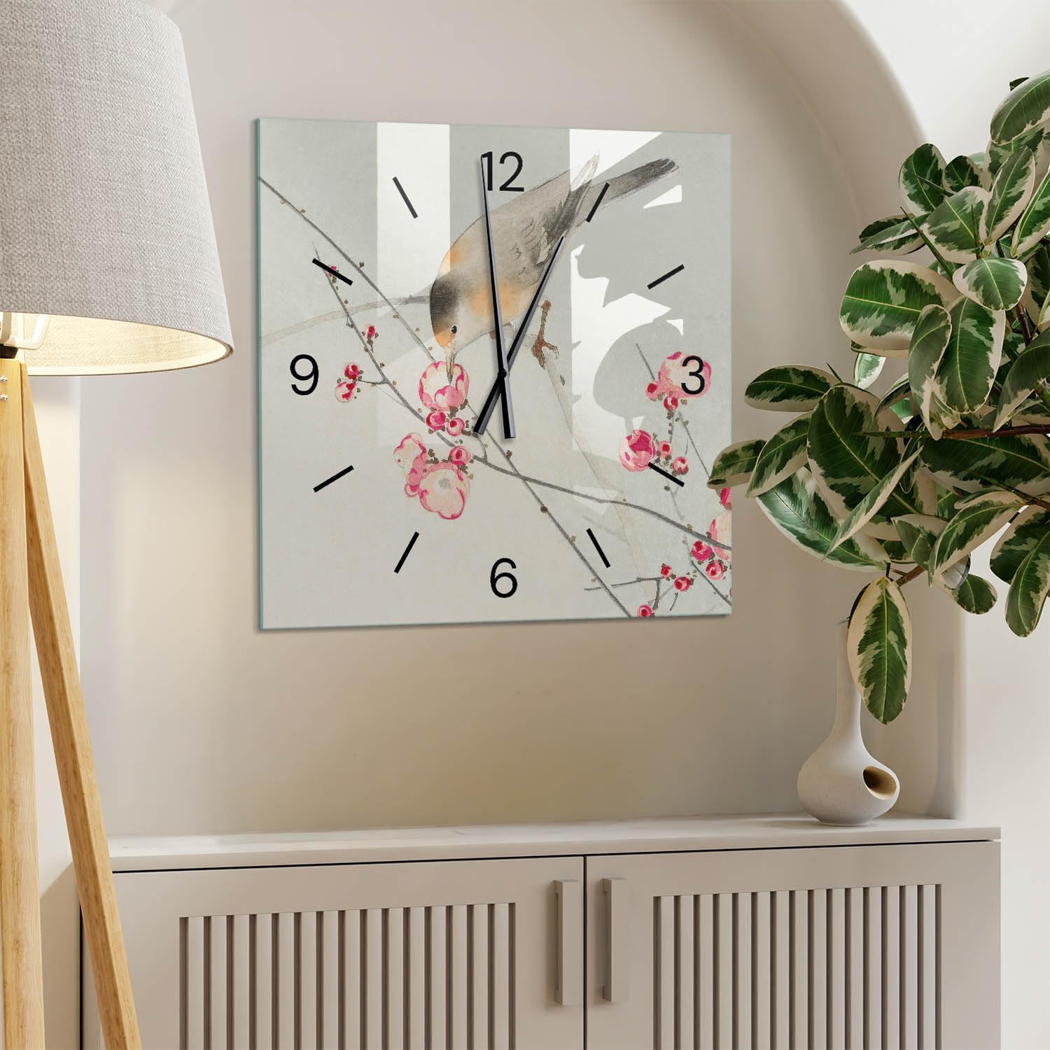 Horloge Murale Moderne 60x60 cm | Aiguilles Noires | Carrée