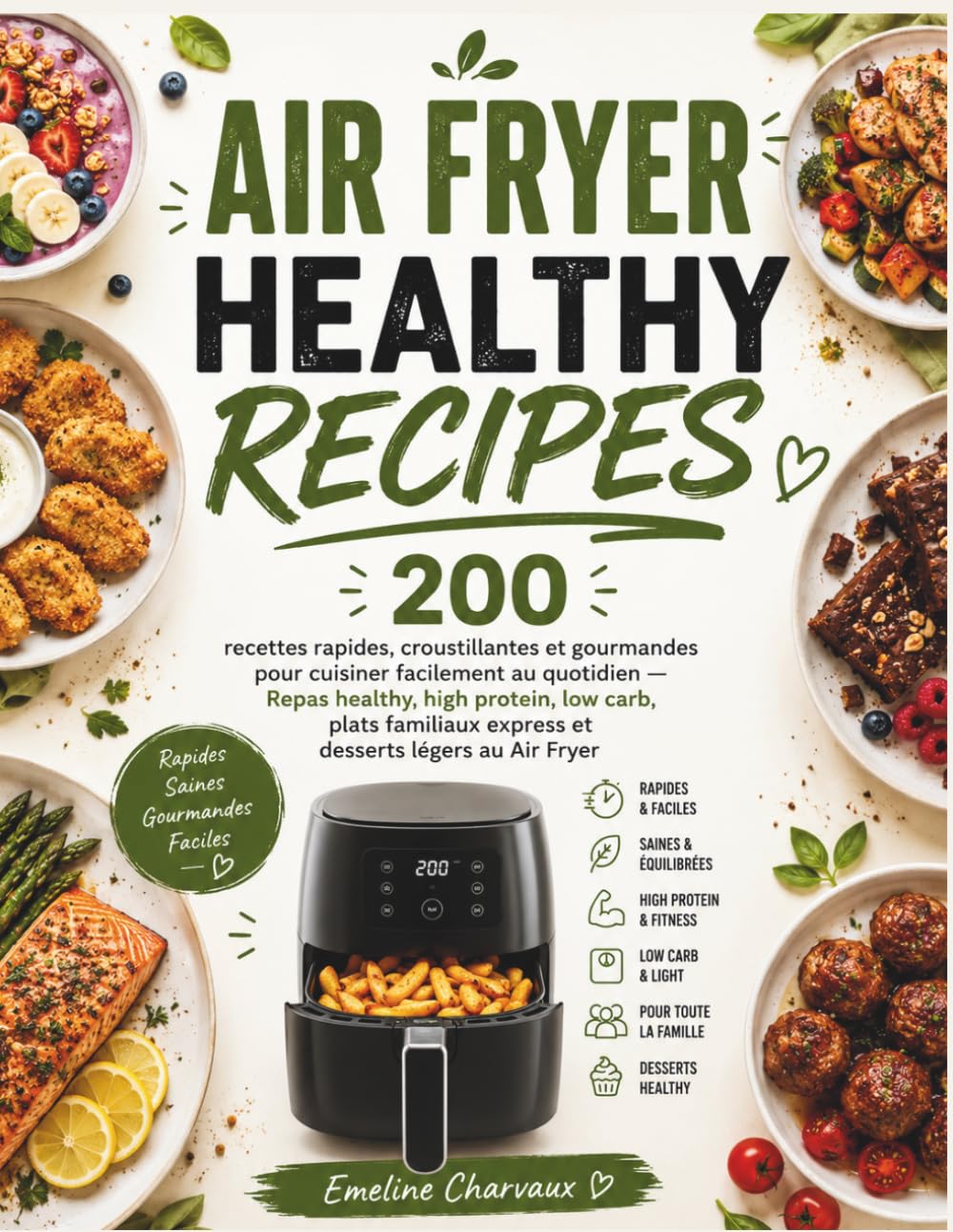 AIR FRYER HEALTHY RECIPES: 200 recettes rapides, croustillantes et gourmandes pour cuisiner facilement au quotidien — Repas healthy, high protein, low ... express et desserts légers au Air Fryer