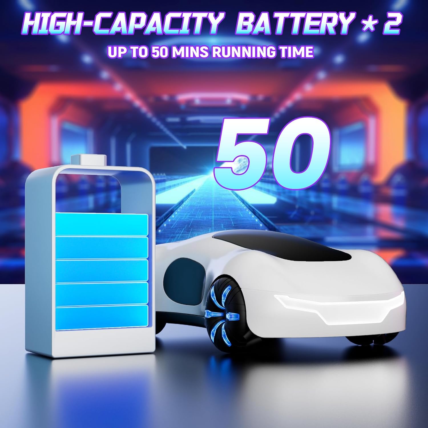 Remote Control Car, Gesture Sensing RC Sunt Car, 2.4GHz RC Drift Cars with Spray Light and Sound, 360° Rotating Side Drifting RC Cars with 2 Batteries, Birthday Gifts (White)