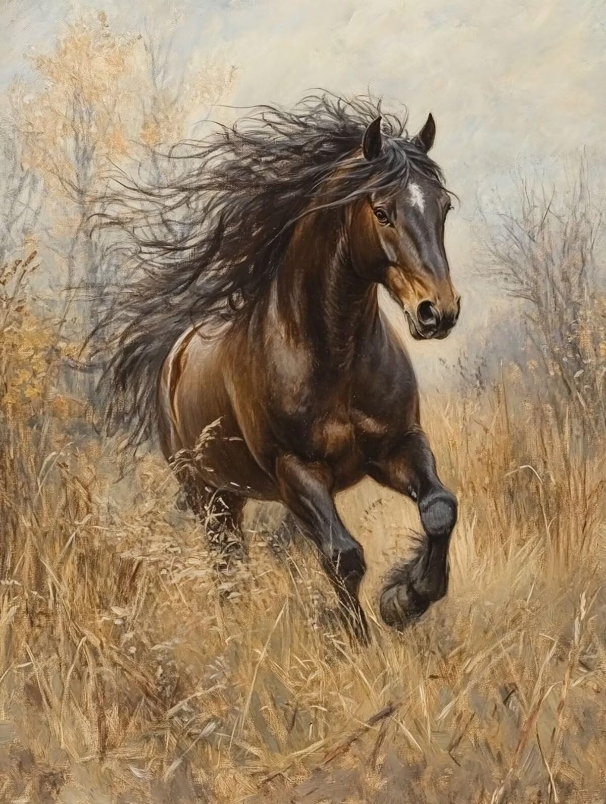 Dipingere con i Numeri Animale, Paint by Numbers Adulti Cavallo, Fai da te Creativi Adulti Quadri da Dipingere Numerati Kit per Decorazione Della Parete di Casa, Regalo 70x95 cm Senza Cornice 01-B