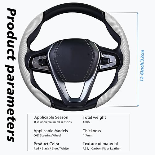 Vista 24 de WOCOCN 2 fundas para volante de automóvil, protector antideslizante de fibra de carbono para hombres y mujeres, múltiples opciones de color, Beige