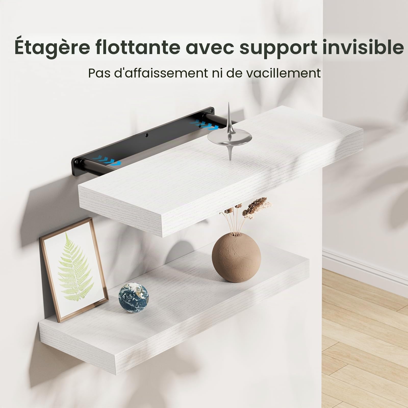 STOREMIC Étagère Murale Blanc, 40 cm Étagère Flottante