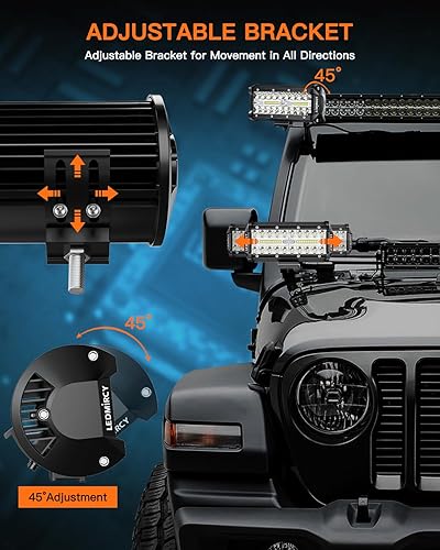 Miniatura 7 de LEDMIRCY Kit de barra de luz LED de 7 pulgadas con interruptor basculante, arnés de cable, 2 luces LED de triple fila, haz combinado de inundación