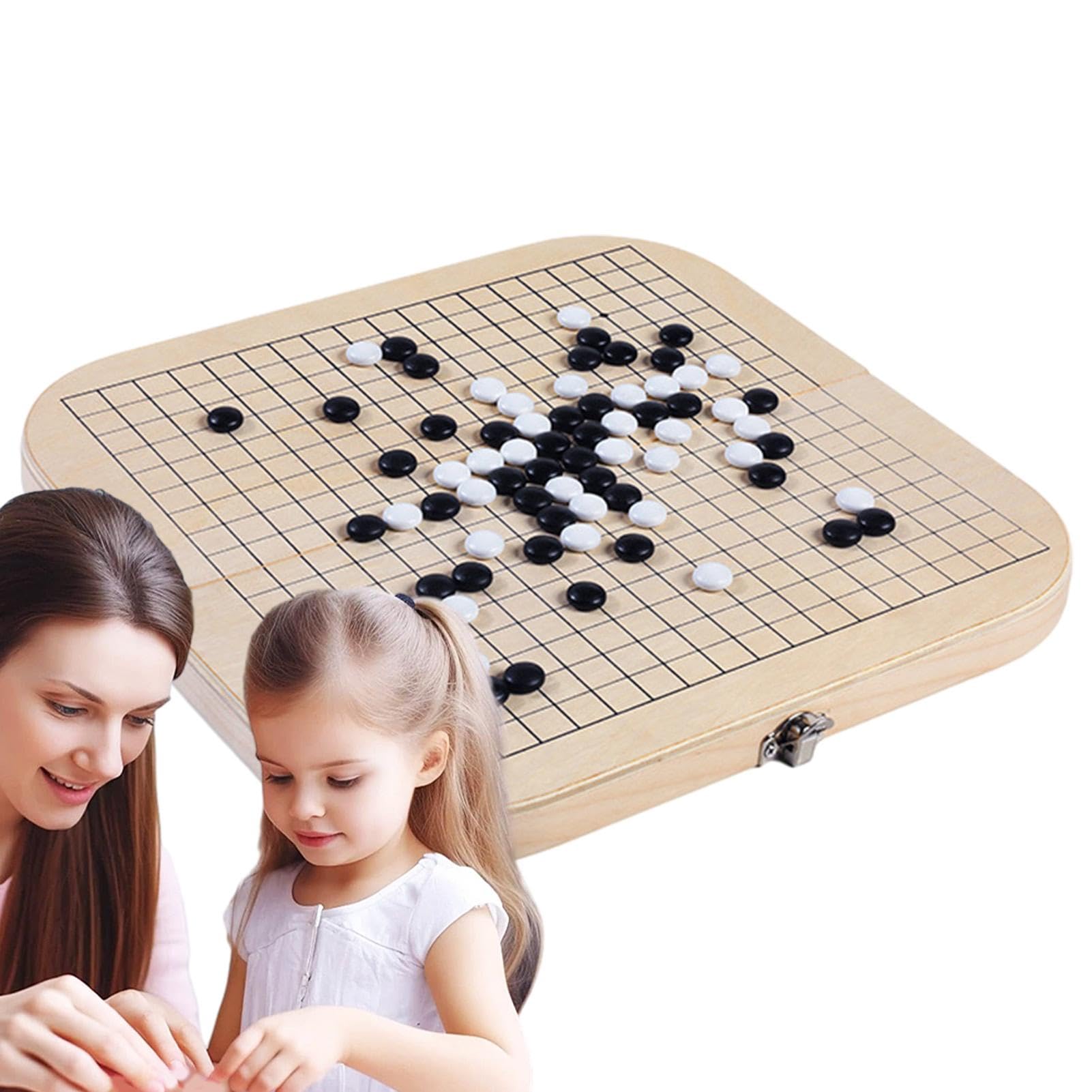 GO Game Board Set, Wood-Go Game, set di giochi da tavolo pieghevole | GO Game Made in legno, pieghevole, in bianco e nero figure così vacanti e durevoli, regali