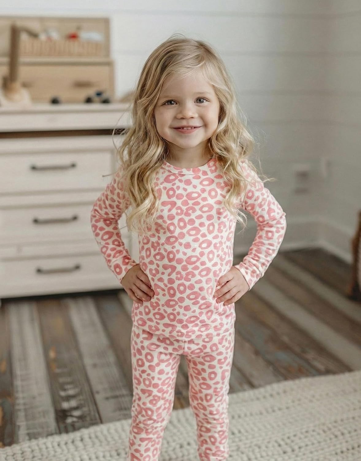 moimoln Baby Toddler Pajama Set Snug-Fit Cotton Modal Sleepwear, Leopard, Check & Solid Mix (6M-8Y, 1/2 Pack) - Image 4