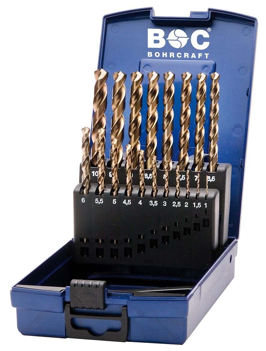 HSS-E DIN 338 kobalt typ N w pudełku ABS 19-częściowy 1,0-10,0 x 0,5 mm stg. / KE10
