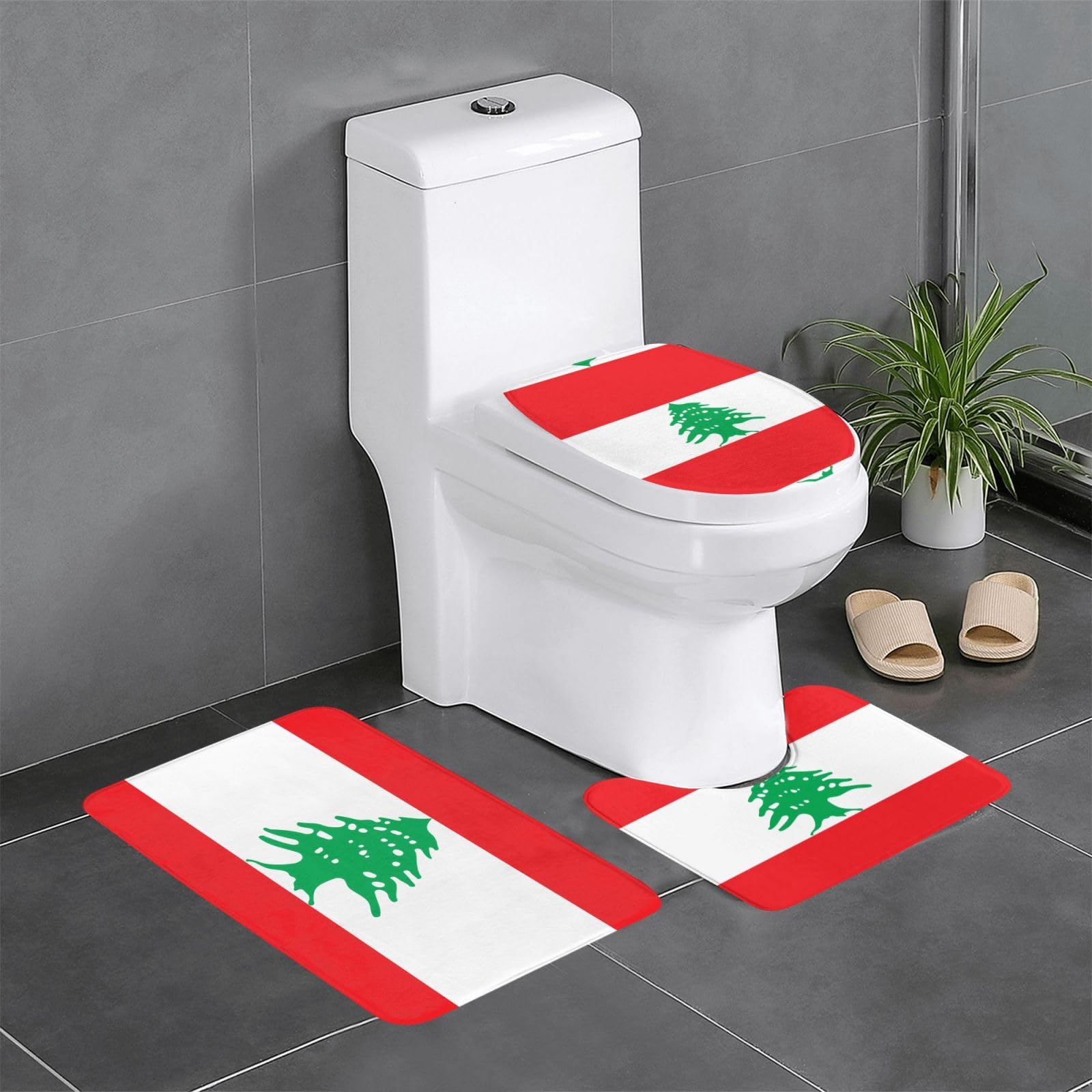 Lot de 3 tapis de sol Liban en flanelle antidérapante pour la salle de bain