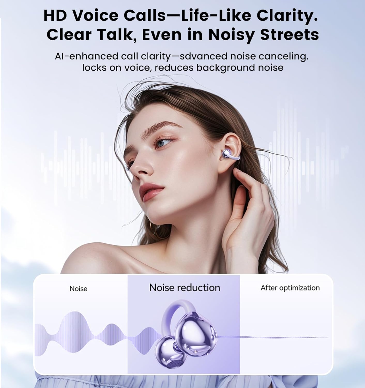 Clip on Earbuds,Open Ear Earbuds Wireless Bluetooth 5.4, Lightweight Open Ear Headphones with Mic 59H Battery,Waterproof, for Sports, Running, Small Ears & Glasses Wearers,Workouts - Image 5