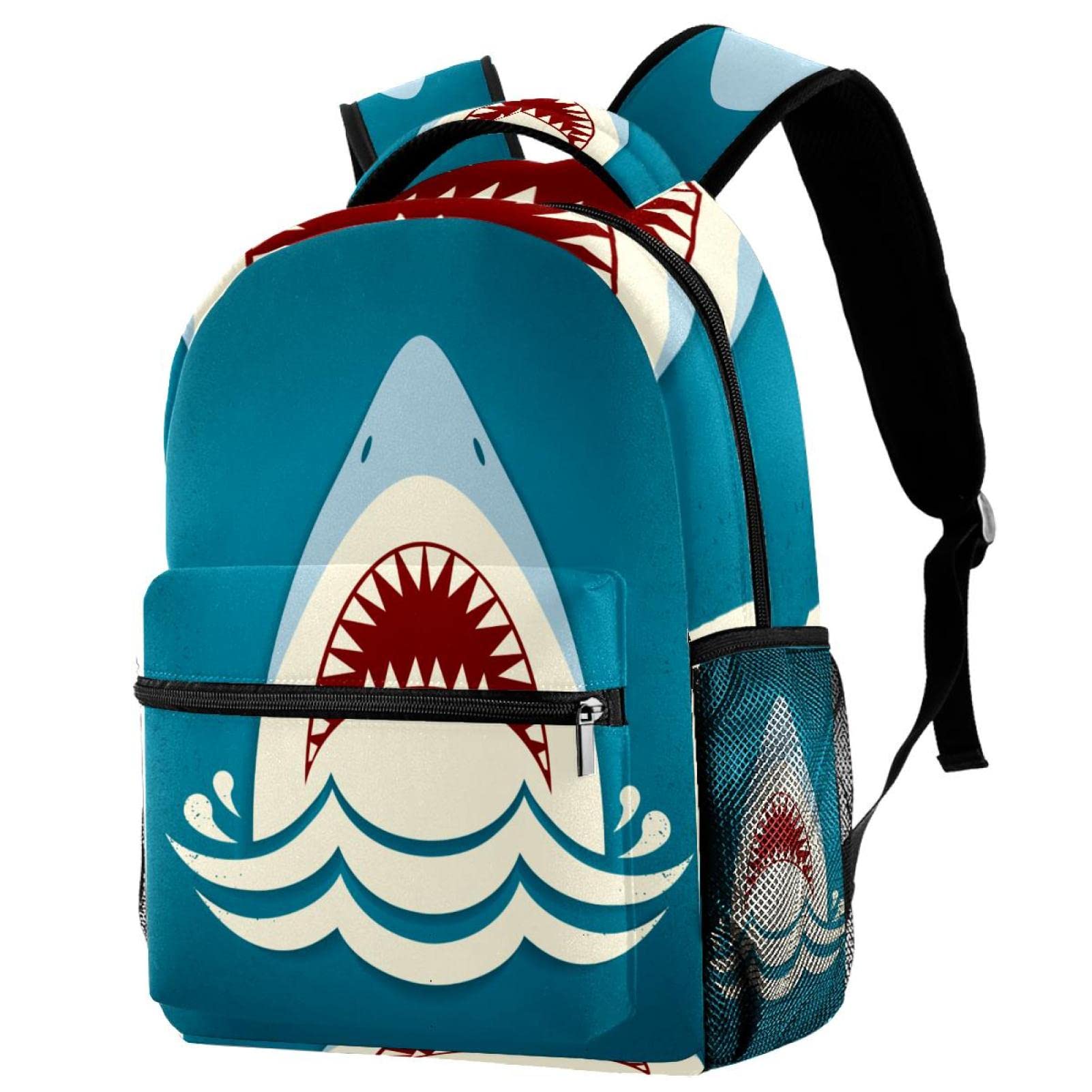 Timmershabi Shark Jaws Backpack for Men School Bookbag Hiking Travel Rucksack School Bag for Women Girls