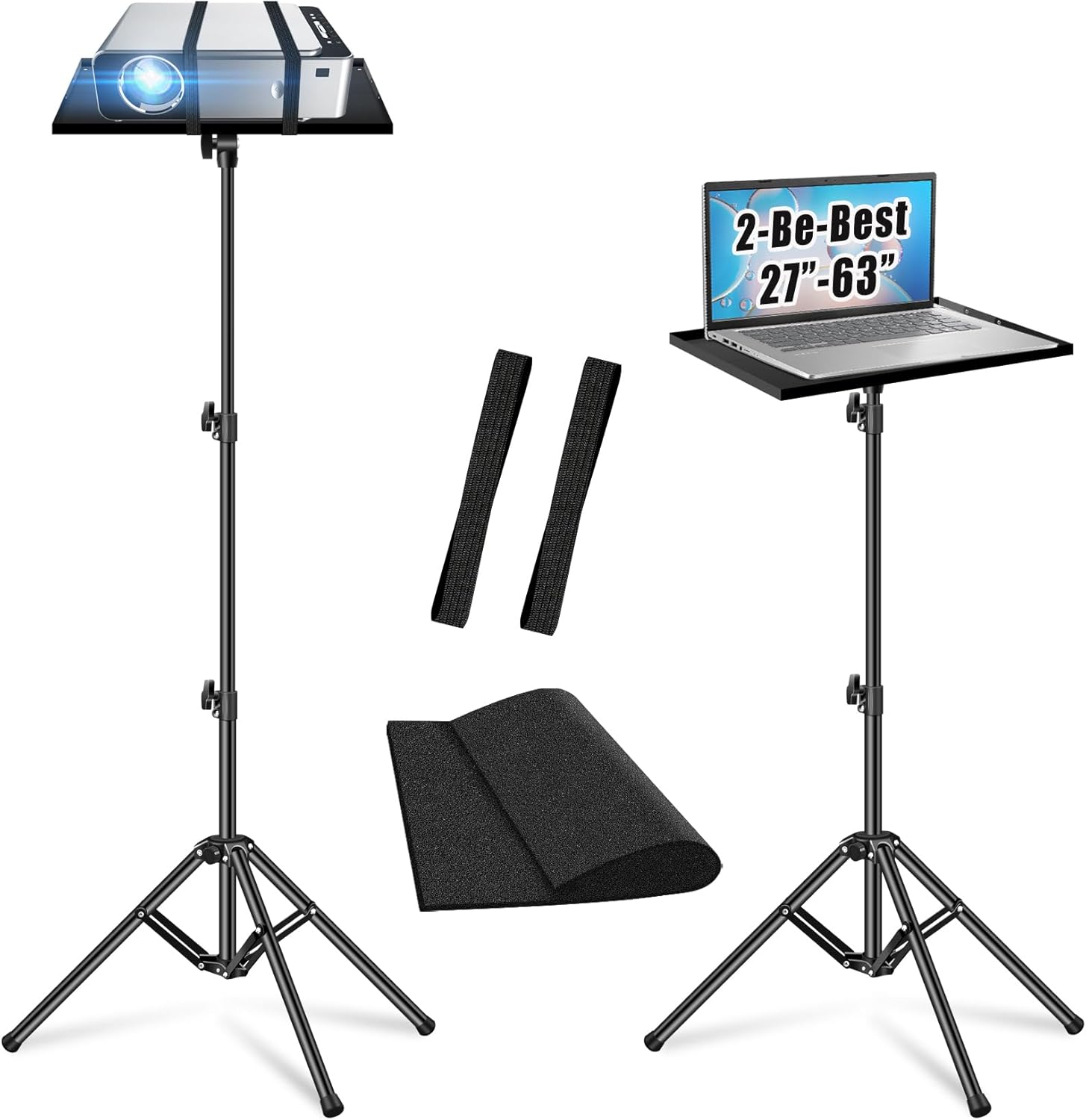 2-Be-Best Projector Tripod Stand Higher 27-63" Adjustable Projector Stand Foldable DJ Table Stand Projector Floor Mount Stand Portable Laptop Tripod Stand for DJ Equipment Office Home Theater