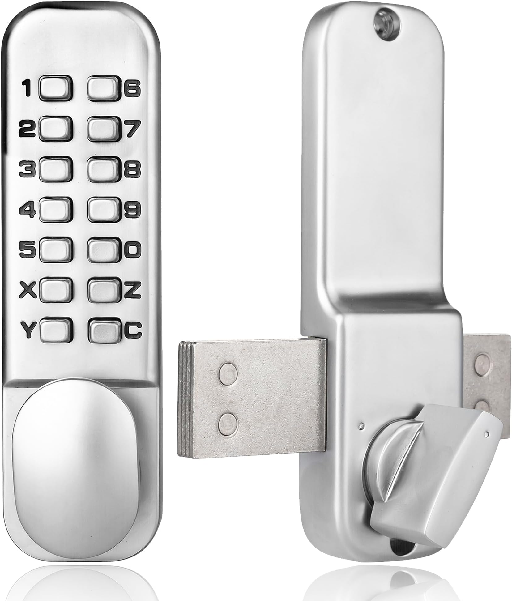 MUTEX Combination Door Lock MX250 Mechanical Keyless Surface Mount Deadbolt - Satin Chrome