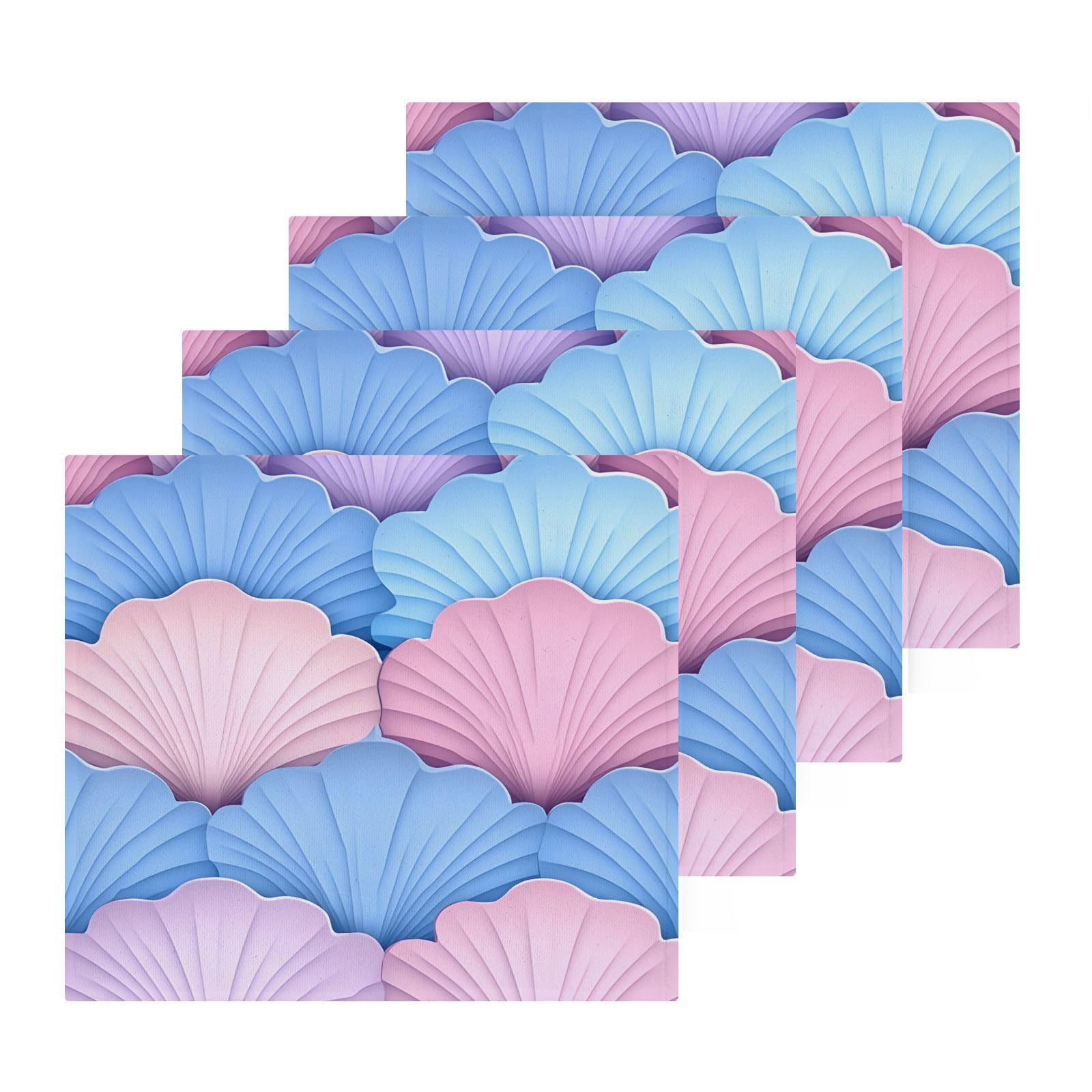 PaChyLuu 2 Pack Overlapping Scallop Shapes Cotton Washcloths Highly Absorbent Face Cloth Reusable Body Towels, Gentle for Sensitive Skin, 12 x 12 Inch