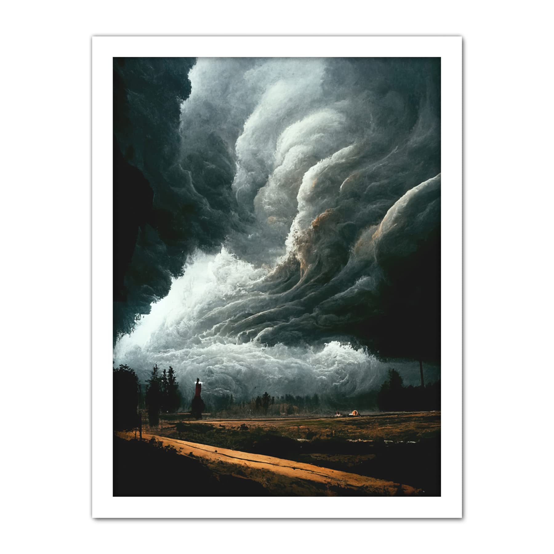 Doppelganger33 LTD The Storm Rolls In Oil Painting Clouds Countryside Artwork Framed Wall Art Print 18X24 Inch