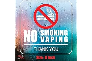 6" No Smoking No Vaping Vinyl Business Sign Decals
