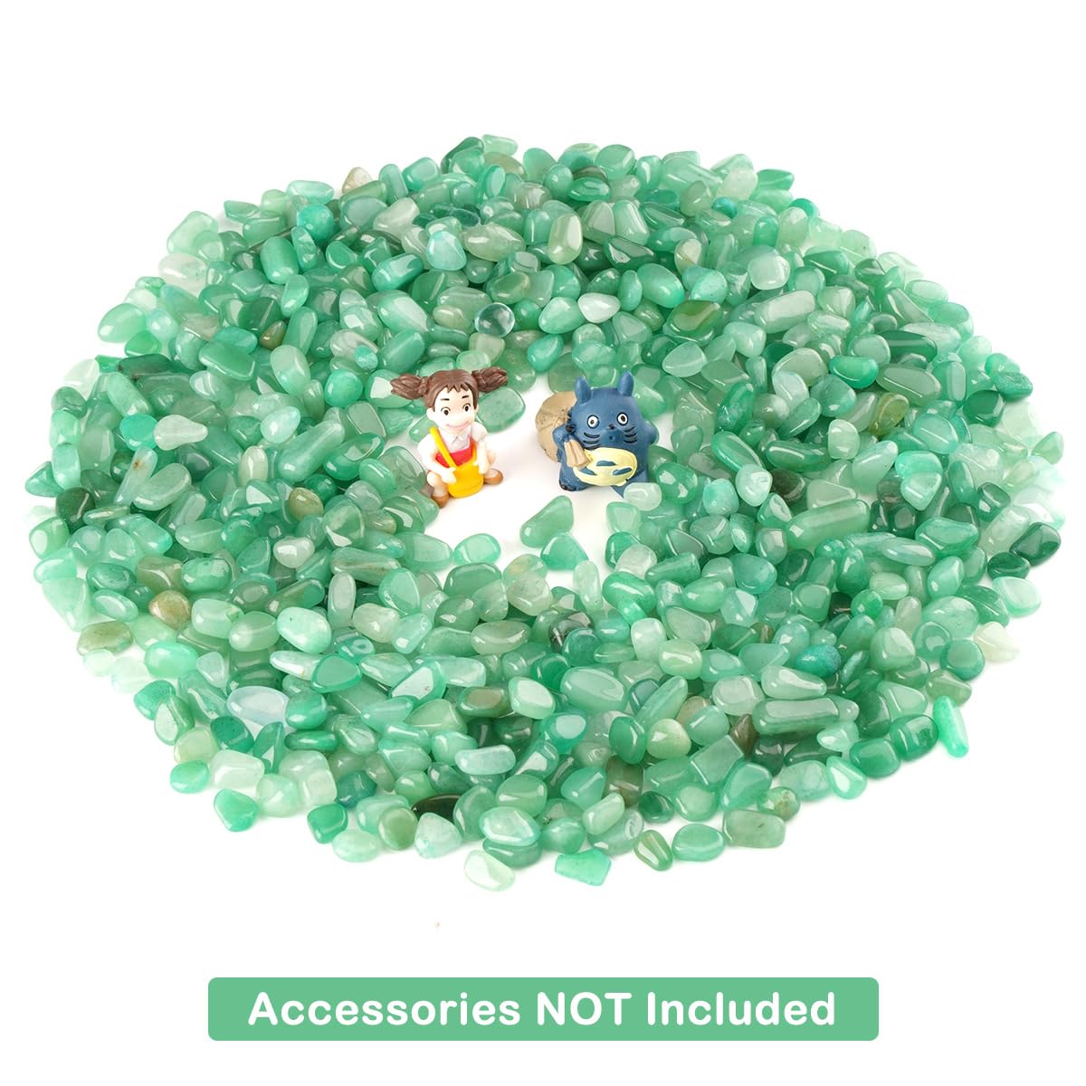 WAYBER Piedras de cristal decorativas, 920 g (relleno de 2 tazas) de cuarzo irregular, grava de piedra verde para decoración de acuario, tanque de tortuga, paisaje de plantas suculentas/adorno de