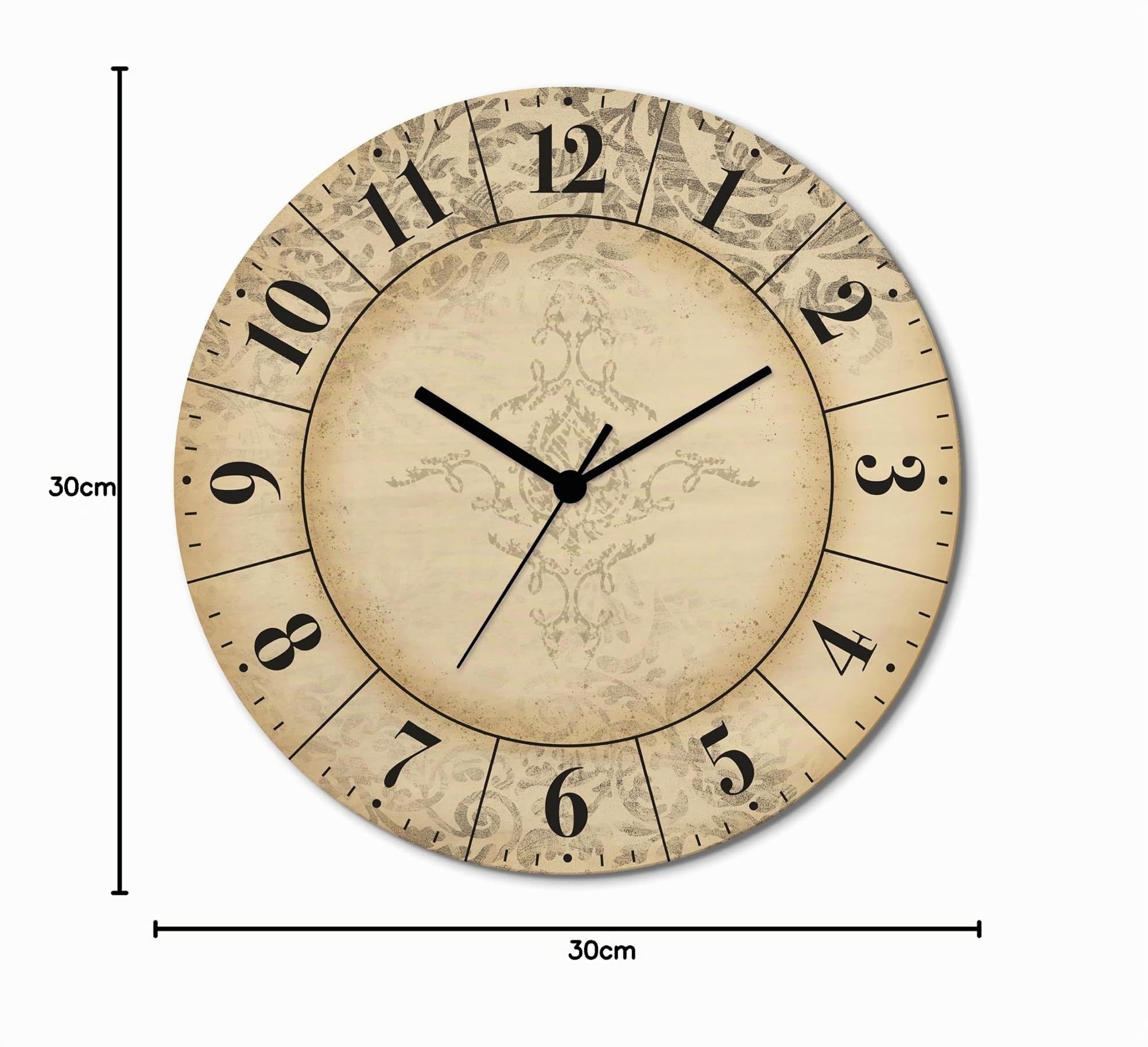 ARTLAND Wanddeko Wanduhr ohne Tickgeräusche aus Holz Funkuhr lautlos rund Ø 30 cm Vintage Zeitflüsterer U5DR Wanddeko in Holzoptik