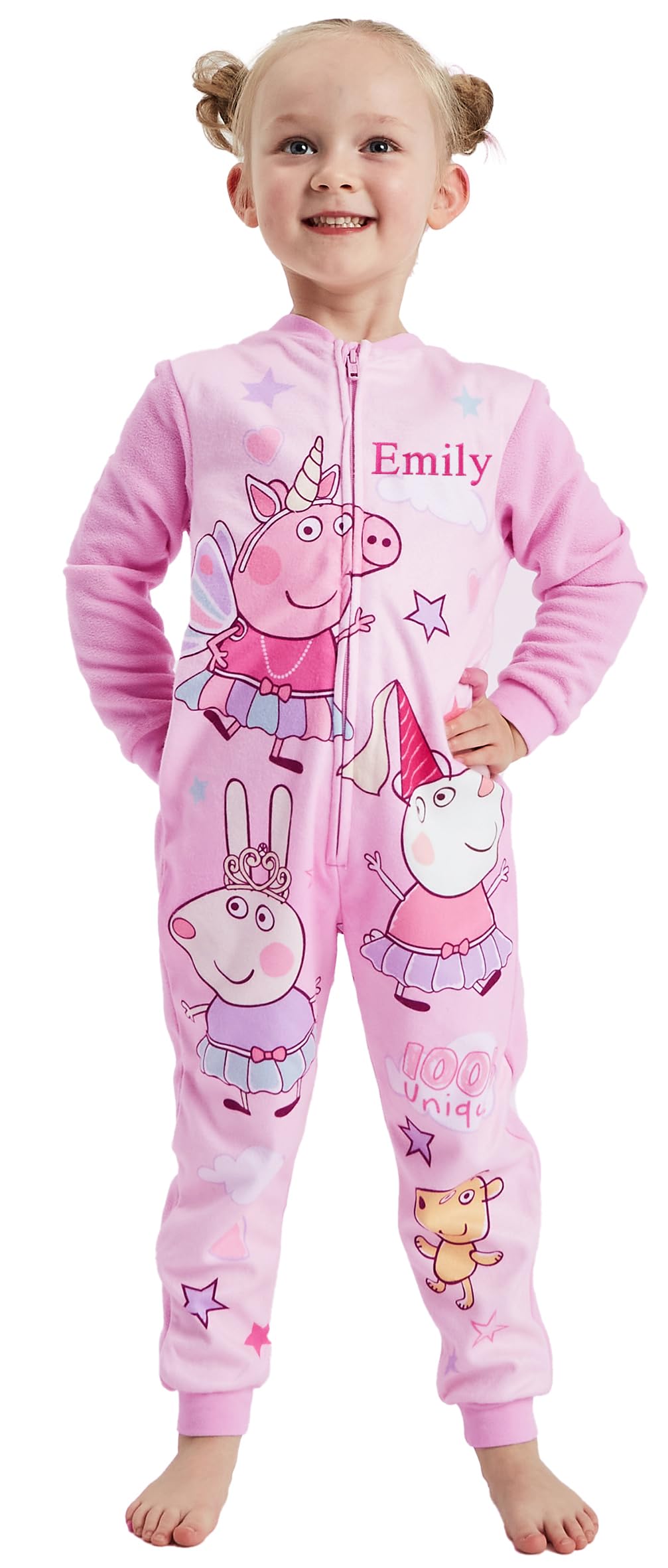 Girls Peppa Pig Personalised Onesie All in One Pyjamas Character Nightwear (Personalised - Peppa Pig, 18-24 Months)