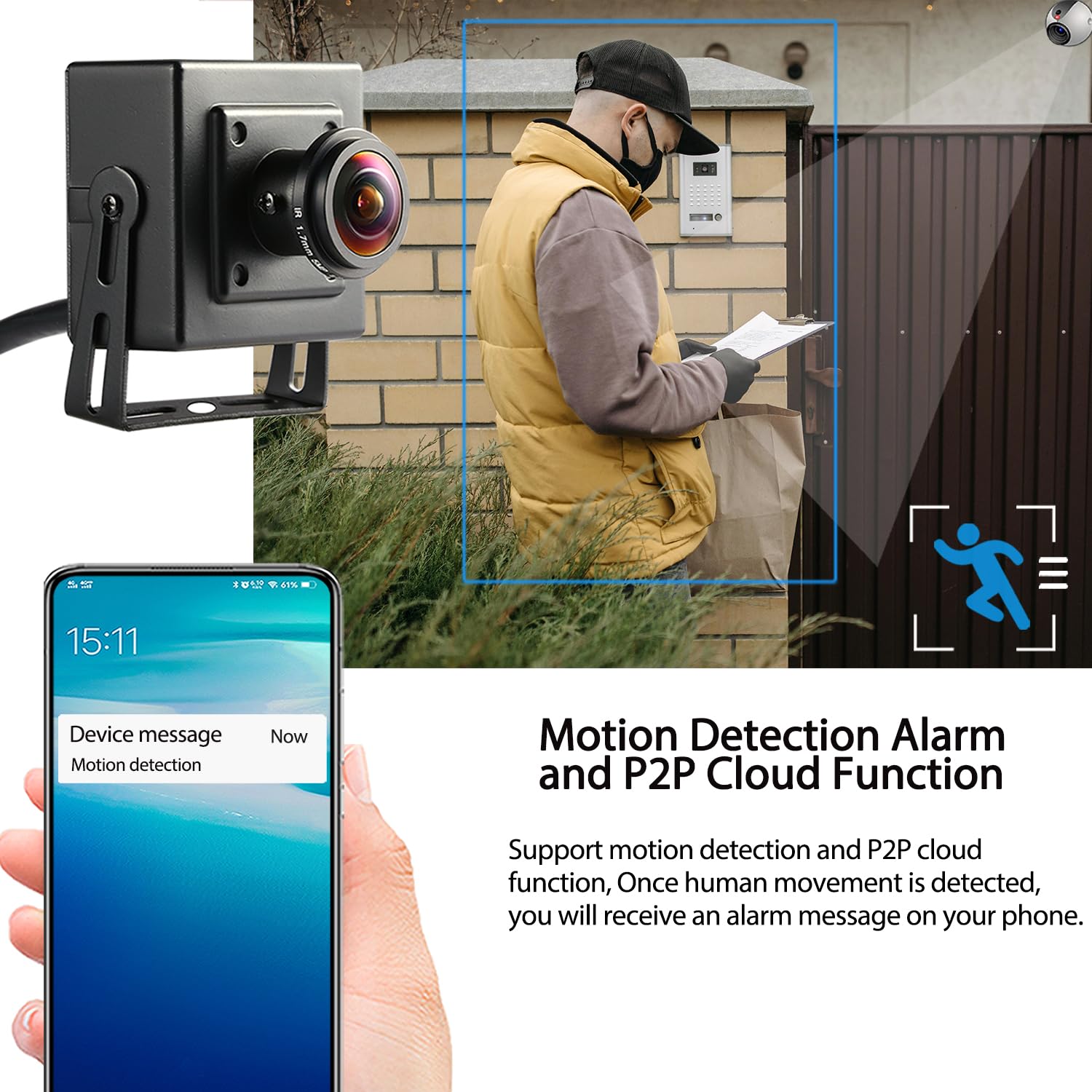 Mini caméra IP POE UltraHD 4K (8MP), Objectif Zoom Manuel 2.8-12mm